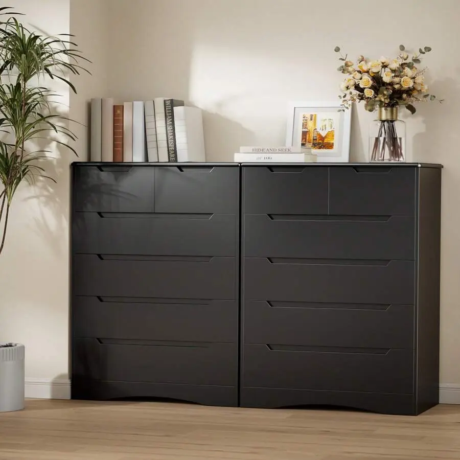 6 Drawer Dresser, Vanity De Maquillaje  With Large Storage  Furniture , Dresser For Bedroom With Embedded Handle, Tall Dresser And Organizer With Anti-Tripping, Wooden Dresser Cabinet For Office, Living Room, Entryway, Room Decor