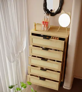 Dressing tables with 5 fabric drawers, natural rattan dressing tables, fabric wardrobe storage boxes, drawer cabinets, dressing tables with metal frames and wooden desktops, bedroom furniture, storage towers for living rooms, bedrooms, and hallways.