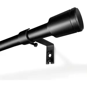 5/8” Diameter Curtain Rods 30-90 Inch, for 30-84 Inch Windows, Adjustable Splicing Black Curtain Rods for Windows with Brackets, Window Rod Long Small Curtains Rod