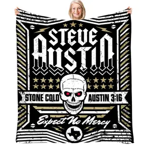 Steve Austin Theme Blanket, Soft Flannel Blanket, Soft Comfy Blanket, Cool Bedroom Bedding Blankets, Warm Napping Blanket for Home Office Travel