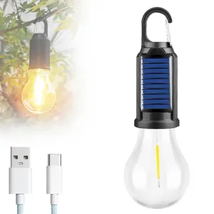 2/4 Pack Solar-Powered Tent Camping Light Bulb, Rechargeable Portable Outdoor LED Camping Lantern with 3 Lighting Modes, Tent Lamp with Clip Hook for Camping, Hiking, Backpacking outdoorfun