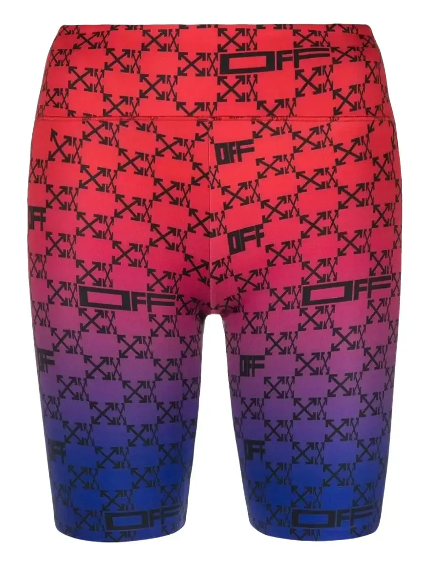 Off-White Unisex Graphic Monogram Athletic Shorts - High-End Luxury Streetwear, Mid-Thigh Length, Elastic Waist, High-Fashion Gradient Colors, Breathable Premium Performance Materials, Sleek Silhouette, Oversized Hoodie Compatible, Small, High-End Luxury