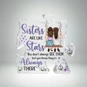 Sisters's gift to sisters, sisters's birthday gift, sisters's gift to sisters's acrylic lattice decoration on the jigsaw table, sisters's best gift to sisters for thanks, "props for putting money" and "for photography"