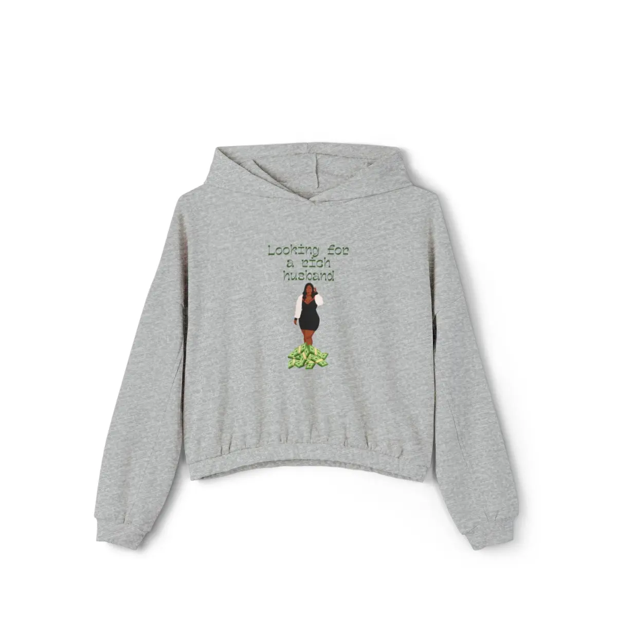 Looking For a Rich Husband 4 Women's Cinched Bottom Hoodie Casual Cotton Womenswear