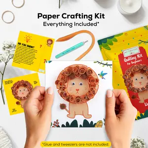 Lion Paper Craft Kit for Beginners DIY Quilling Craft On-the-Go Activity Includes Premium Strips Tools Sturdy Princess Template Step-by-Step Instructions Perfect for Kids Adults Travel Friendly Great Gift