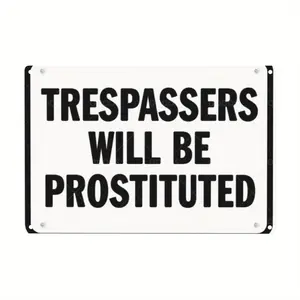 Decorative Signs & Plaques Vintage Humorous "Trespassers Will Be Prosecuted"  Sign -  Aluminum Wall Art for Indoor/ Outdoor, for Man Cave, Garage, Farmhouse Decor - Durable Reusable Rustic Plaque, Indoor Outdoor Sign, Bold Warning Sign, Aluminum Sign