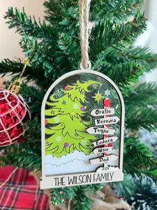 Personalized Family Christmas Ornament 2024, Custom Family Name Christmas Ornament, Christmas Tree Decoration, Christmas Ornament Gift, Laser Cut Personalized Christmas Ornament Family Name 1-10, Christmas Stocking Ornament