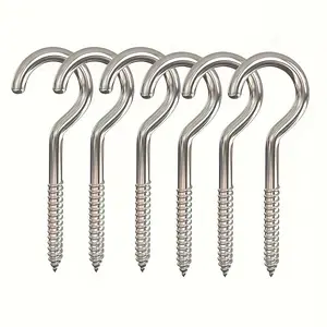 6pcs Self-Tapping Hook Screws Eye Bolts for Woodworking, Large Ring Bolt Fixtures for Lighting, Durable Fasteners