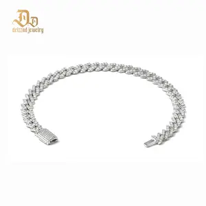 Delzzad (MSG.03) 6.8MM Hip Hop Iced Out Cuban Link Bracelet Necklace VVS D Color Synthetic Moissanite S925 Unisex Cuban Chain Perfect for Any Occasion & Everyday Wear Birthday Anniversary Christmas Gifts