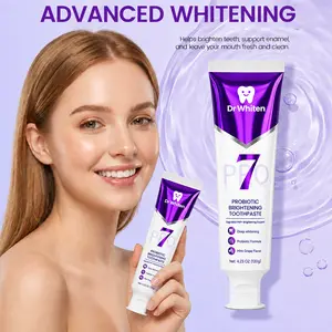 DrWhiten 7-Pro Purple Intensive Toothpaste, PAP+ Color Correcting Toothpaste, Upgraded Purple Formula with 7 Probiotics, Mint Grape Flavor, Peroxide-Free Formula, Enamel Care Toothpaste, Long-Lasting Freshness, Daily Oral Care,4.23oz