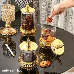 1pc Household Glass Sealed Jar with Stainless Steel Iron Frame, Kitchen Storage Jar, Sugar Jar Suitable for Tea Utensils, Water Utensils, Candy, Biscuits, Bread, Wedding Banquet, Gift Giving, Birthday, Christmas
