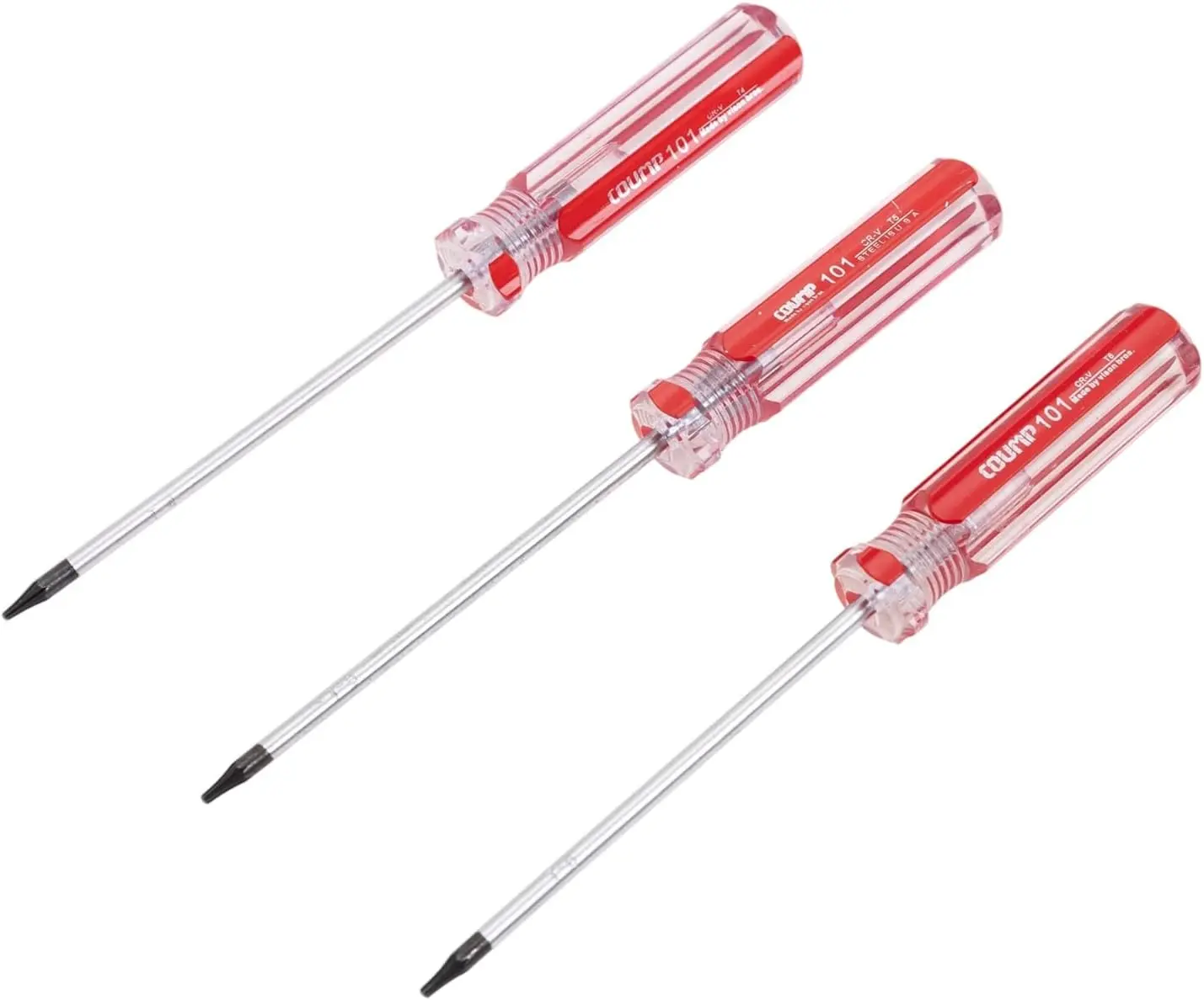 3Pcs Red Security Torx Screwdriver Set with Magnetic Tip Plastic Grip, Torx Screwdriver without Hole for Appliances, Phone Repairing and DIY (Type: T4, T5, T6)