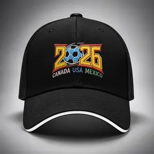 2026 Soccer Fan Hat USA CAN MEX Print Baseball Cap Adjustable Sports Cap for Football Fans Outdoor Travel Gifts