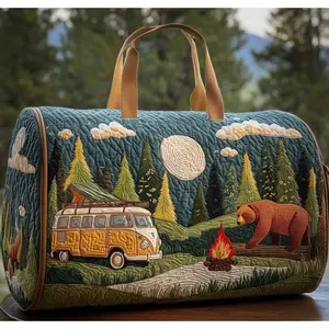 3D Cute Bear Print Duffle Bag, Large Capacity Travel & Gym Weekender Bag for Daily Use & Weekend Trips