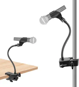 Gooseneck Microphone Stand, Flexible Mic Arm Stand, Desk Mic Stand With Super Clamp Mount Mic Clip and 3/8" to 5/8" Adapter, Compatible with Shure/ / AT2020 / Pyle/Blue Snowball/ (13 Inch)