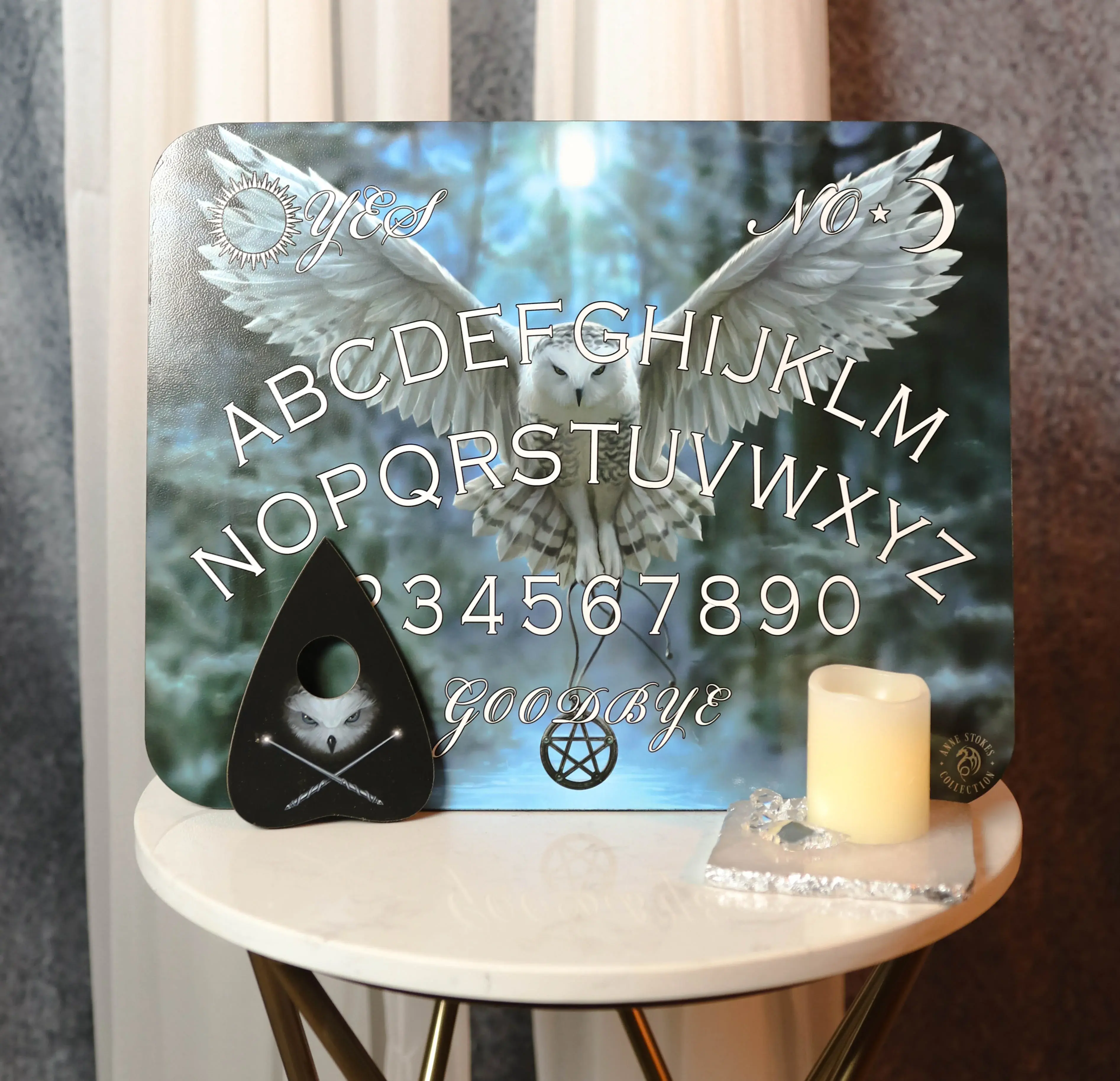 Anne Stokes Awake Your Magic Owl Pentagram Ouija Spirit Board Game W/ Planchette