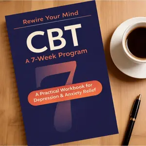 Cognitive Behavioral Therapy Workbook, 7-Week Program for Depression and Anxiety Relief, Self-Help Guide for Mental Health Improvement