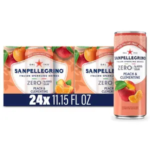 Sanpellegrino Italian Sparkling Peach Clementine Beverage, Zero Added Sugar, Refreshing Carbonated Drink, 11.15 Fl Oz, Pack of 24