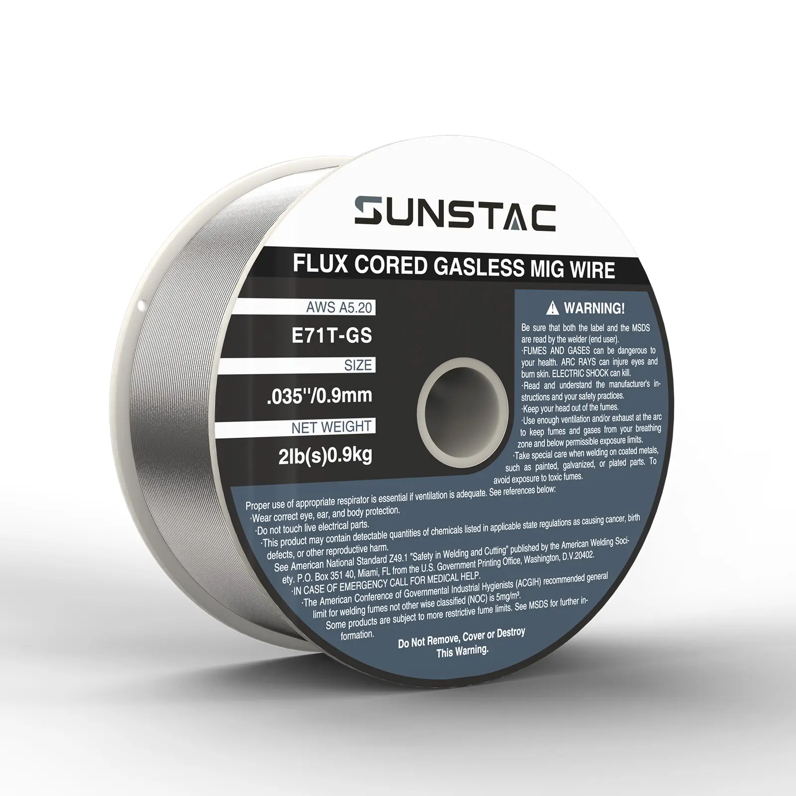 Sunstac E71T-GS Gasless MIG Wire, 0.030"/0.035" Diameter Self-Shielded Mild Carbon Steel for Home DIY & Auto Body Repairs, No Gas Needed, 2LB Strong ABS Spool