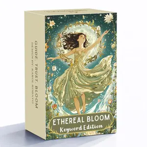 78 Tarot Cards, 13x8 Cm, Ethereal Bloom Tarot Keyword Edition, Connect with Inner Light, Ideal for Beginners, Tarot Card Deck, Card Game Set