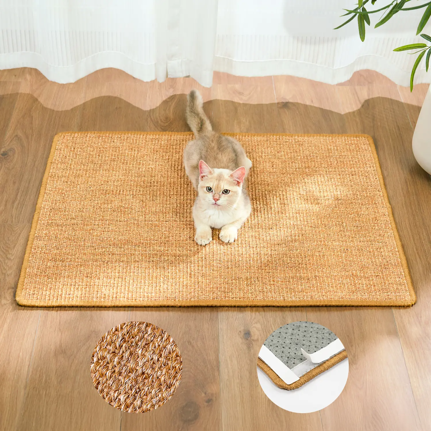 Conlun Natural Sisal Cat Scratch Pad with Hook&Loop Tapes Durable Safe for Indoor Cats Protects Furniture Carpets Easy to Clean Multifunctional Use 23