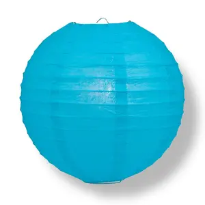 30" Turquoise Jumbo Round Paper Lantern, Even Ribbing, Chinese Hanging Wedding & Party Decoration