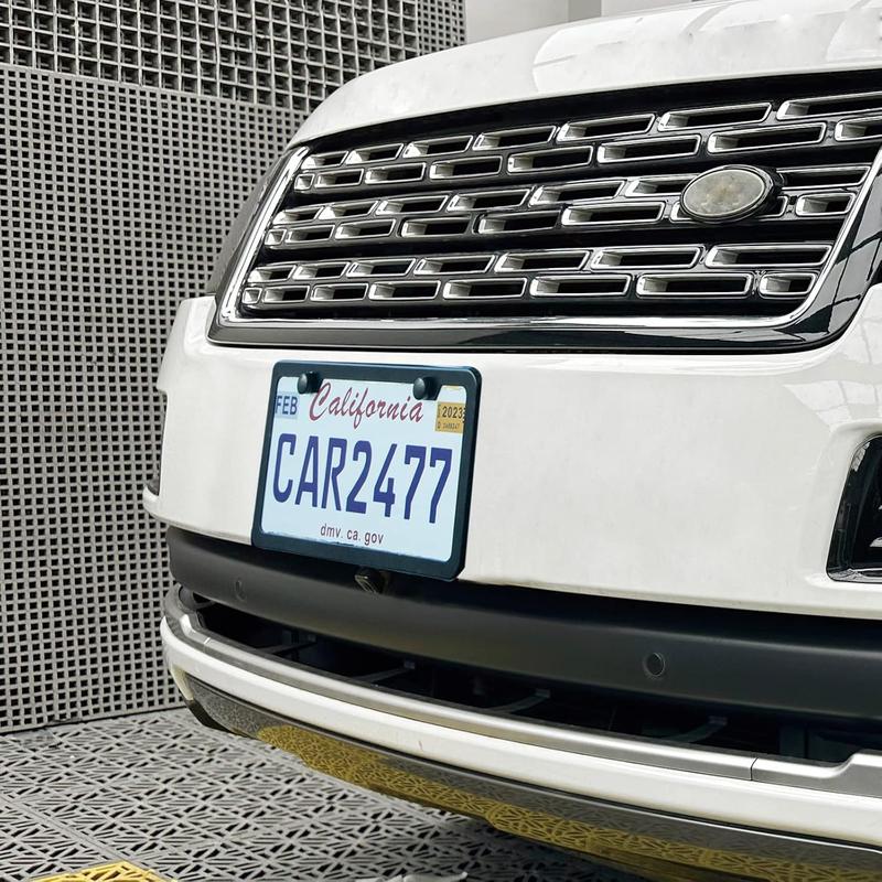 2 PCS Matte Black License Plate Frames, Rust-Proof Aluminum Car Plate Holders with Screws, Universal 2-Hole Auto Frame for Cars & Trucks