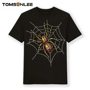 TOMSONLEE Men's Spider Graphic T-Shirt | 95% Cotton 5% Spandex Premium Stretch Tee | Y2K Aesthetic Spider Web Streetwear | Grunge Goth Short Sleeve Top