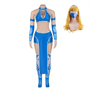 Kitana Cosplay Costume Women Kitana Sexy Blue Battle Suit