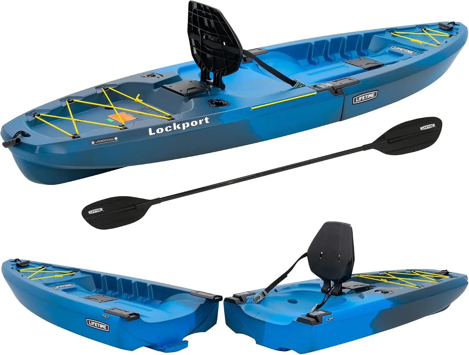 Lifetime Lockport 94 Modular Sit-on-Top Kayak with Paddle, Two-Piece Design with SlideLock System, Rod Holders, Adjustable Seat