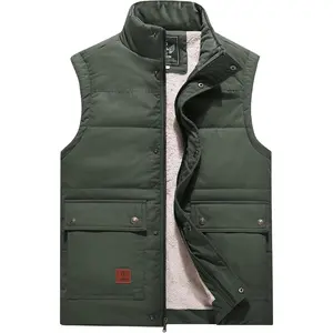Flygo Men's Winter Warm Outdoor Padded Puffer Vest Thick Fleece Lined Sleeveless Jacket