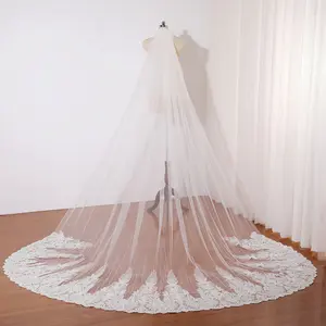 Vintage ivory wedding veil leaf lace embroidery, Chapel wedding veil, Cathedral wedding veil, Single layer veil, Fingertip wedding veil, Cathedral wedding veil, Wedding bridal veil