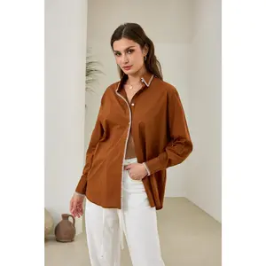 Renae Rust Contrast Blanket Stitch Shirt