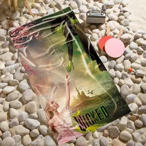 1 piece Promotional Poster for the Movie Adaptation of the Musical "Wicked" themed beach towel - Fashion Digital Print Beach Towel, Soft Polyester Fiber, suitable for Beach, Camping, Birthday, Machine Washable, Quick-dry and Absorbent Ideal for