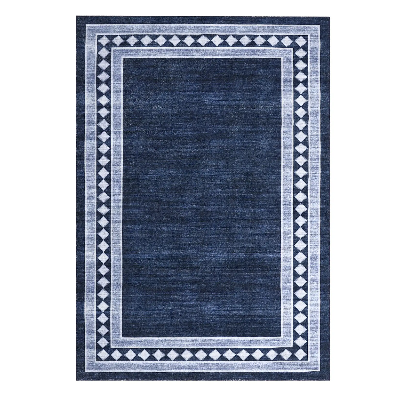 2x6 ft Rectangular Blue Modern Geometric Pattern Runner Area Rug - Low Pile, Stain Resistant, High Traffic, Machine Washable Polyester Rug for Hallway, Entryway, Geometric Pattern Rug, Stain Resistant Rugs