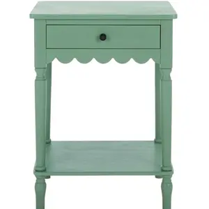 Anwyn 1-Drawer Scalloped Accent Table - sage green