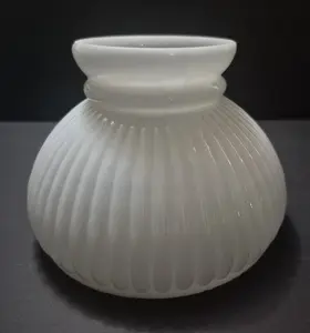 62240 White Opal Ribbed Glossy Glass Student Lamp Shade – 6" Diameter, 4¼" Height