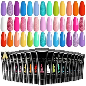 Poly Gel Nail Colors: 20 Colors Nail Extension Gel Kit Bright Rainbow Pink Purple Blue Color Collection Poly Gel Nail Kit for Daily Nail Art DIY Nail Salon Gift for Girls