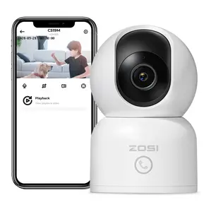 ZOSI 2.4G/5G Dual-Band WiFi Smart Security Camera, Pan/Tilt Plug-in Home Cam with Phone App，2 Way Audio,Night Vision,Person Detection,Cloud & Memory Card Storage