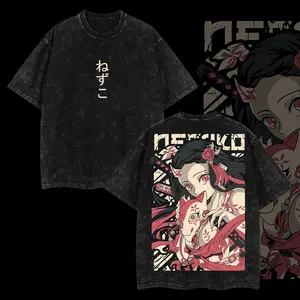 Nezuko- Demon Slayer Vintage Unisex Oversize Anime Manga Acid Washed T-shirt, graphic tee,anime lover clothing cotton,anime merch fan, outfits men