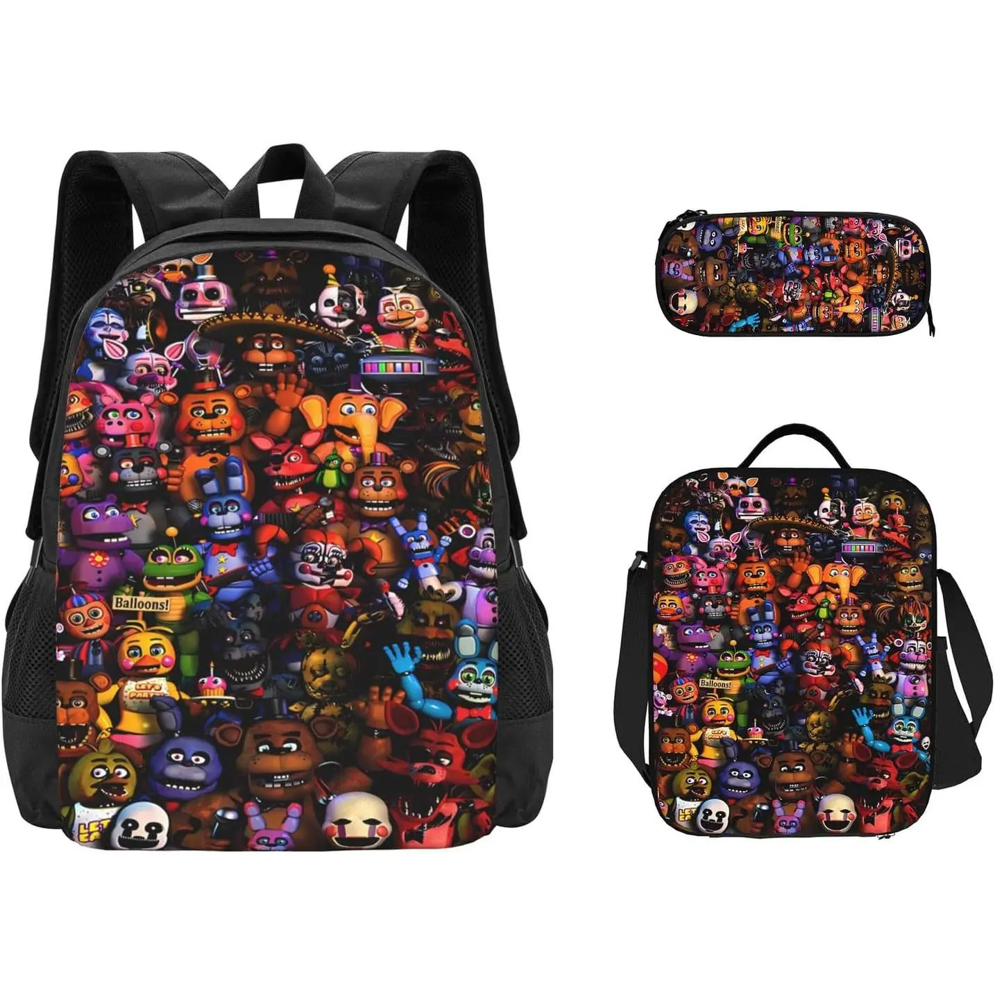 Hot Horror Five Nights At Game Freddy'S Backpack Cute School Backpack Cartoon Back Pack School Book Bag With Lunch Bag Box And Pencil Case For Boys Girls Gifts