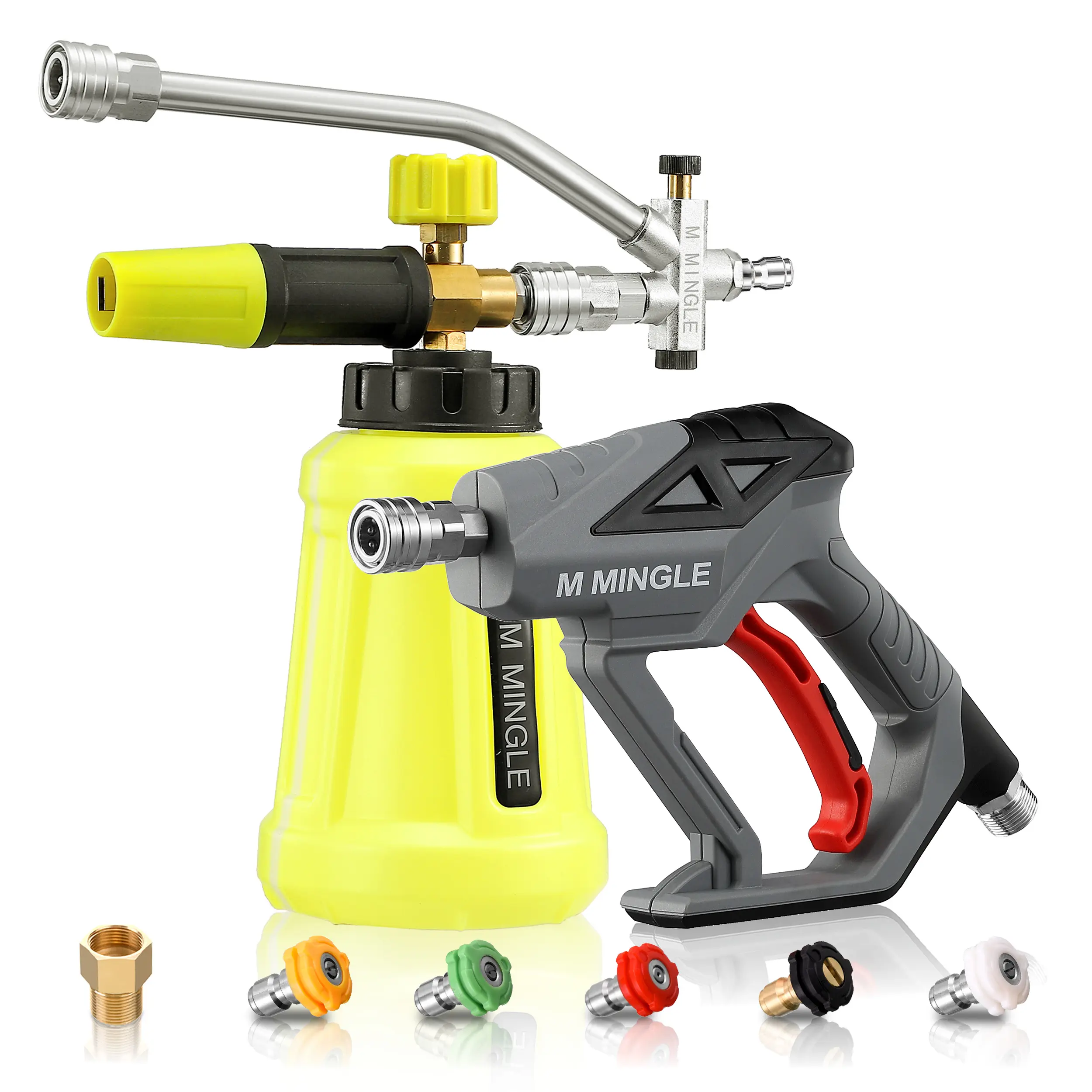 M MINGLE High Pressure Washer Gun Kit with Foam Cannon, Dual Connector Accessory, 1/4 Inch Quick Connector, 5 Pressure Washer Nozzle Tips, Christmas Gift, Pressure Washer Guns【DealsForYouDays】