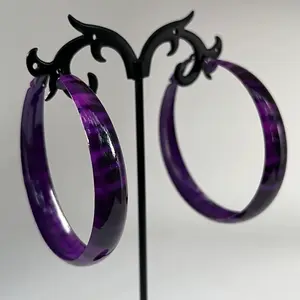 Purple Y2K Vintage Zebra Print Hoop Earrings - Emo Scene Trashy Y2K Early 2000s Jewelry earring earring girl jewelry earring woman cute earring