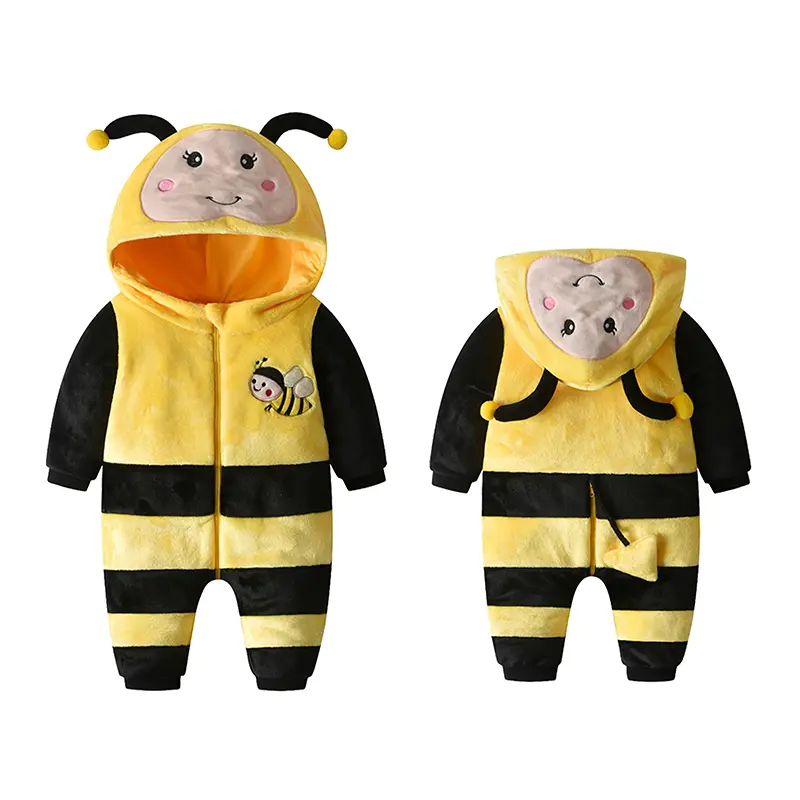 TONWHAR Bee Animal Costumes for Kids, Cartoon Bodysuits for Autumn, Unisex One Piece with 2-way Convenient Zipper, Children Onesie Pajamas for Daily Wearing