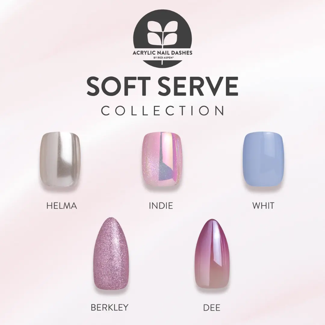 Red Aspen Soft Serve Acrylics Press On Nails Collection Salon-Quality Damage-Free 2-Week Wear Nail Dashes