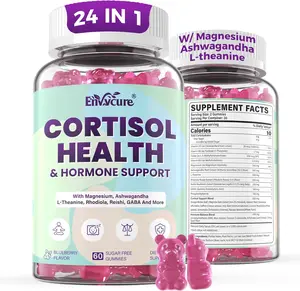 Cortisol Reducer Gummies with Magnesium Ashwagandha L-Theanine Rhodiola Reishi 24 in 1 Cortisol Detox Manager for Calm Mood Focus and Relaxation Vegan Formula Daily Stress Relief and Adrenal Support Supplement