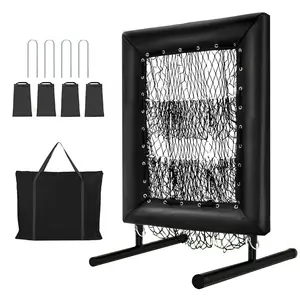 9-Hole Baseball & Softball Pitching Net with Strike Zone, 5-Level Height Adjustable Training Net for Pitching & Batting Practice, Portable Trainer with Ground Stakes & Sandbags, Heavy Duty Rebound Net for Kids & Adults, Easy Setup