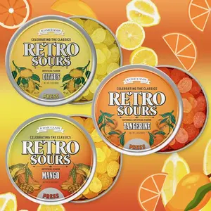 Retro Sour Tins (3 Pack)- Hard Tangy Candy - Tangerine Flavored, 1 Tin tiktok candy (3 Pack)