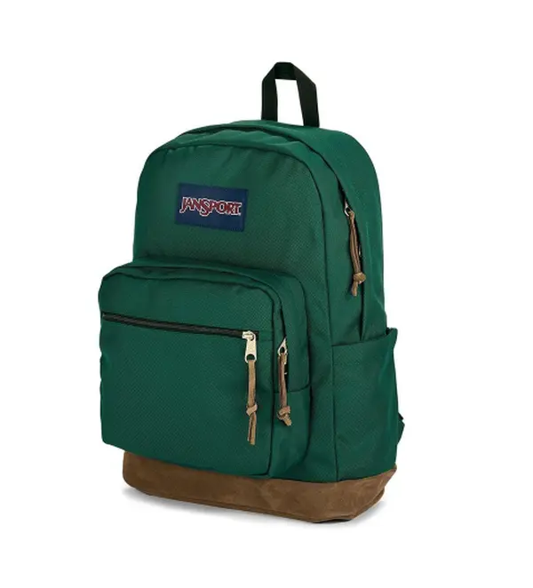 JANSPORT Unisex Green Suede Backpack (with 15-inch laptop compartment)