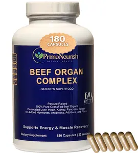 PrimoNourish Grass-Fed Beef Organ Complex – Pasture-Raised Blend of Liver, Heart, Kidney, Pancreas & Spleen – Supports Energy, Vitality & Whole-Body Wellness – Hormone-Free, 180 Capsules, Made in USA